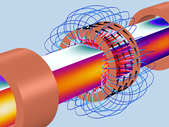 钢坯模型放大图，其中其中温度磁场。。