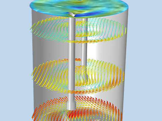 令人困惑的混合器模型的详细视图显示了湍流。