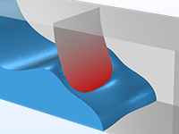 容器中水的流体结构相互作用的详细视图。