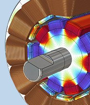永磁电机的特写，使用使用铜线圈彩虹进行进行视化视化