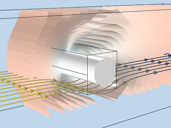 冷冻包含模型的详细视图，其中冰块显示为浅灰色圆柱体。