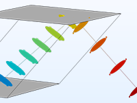 显示射线传播的菲涅耳菱形模型的特写视图。