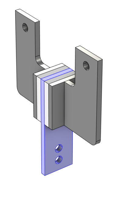 一个粘弹性阻尼器的模型，一个域是蓝色的，以表示固体/域是什么。