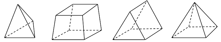 不同的3D网格划分元素类型：TET，砖，棱镜和金字塔。