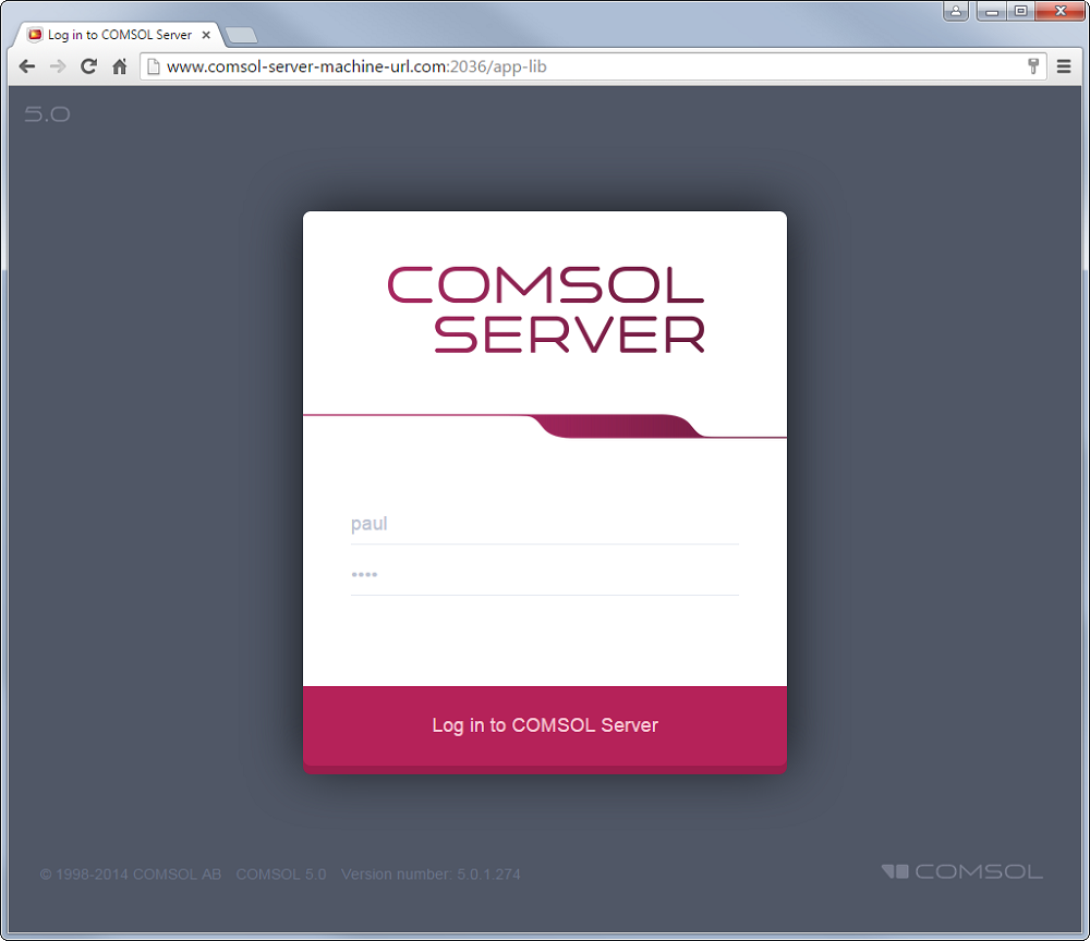 在Web浏览器中运行的Comsol Server™。
