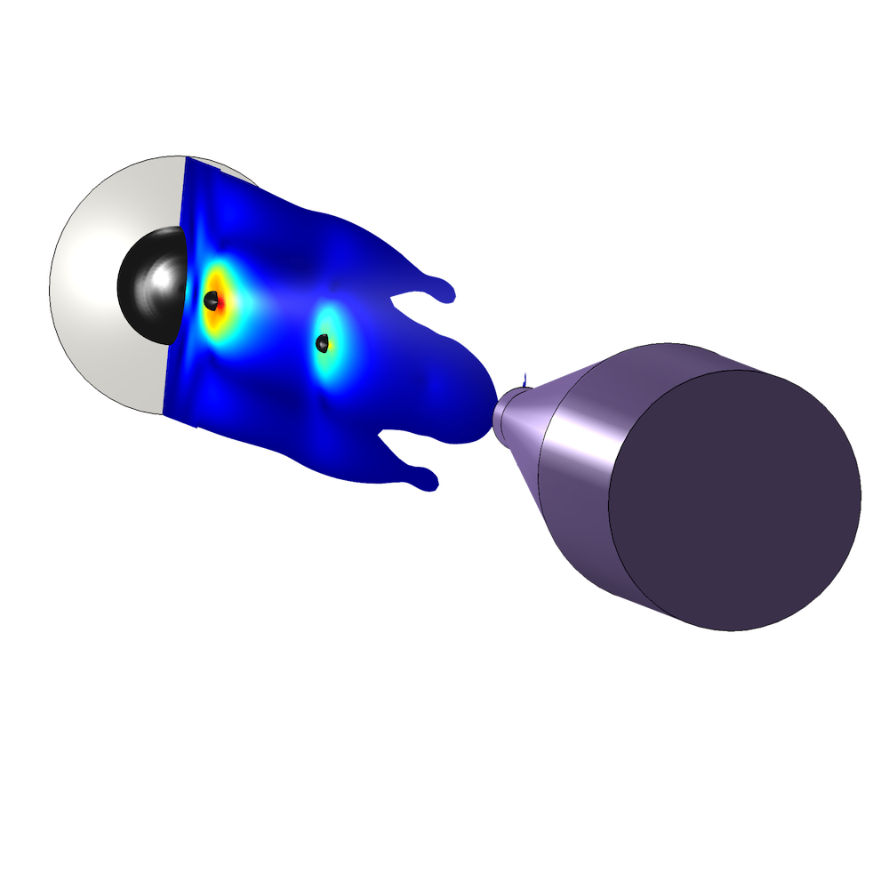 在comsol多物理学中模拟喷墨喷嘴的图像。