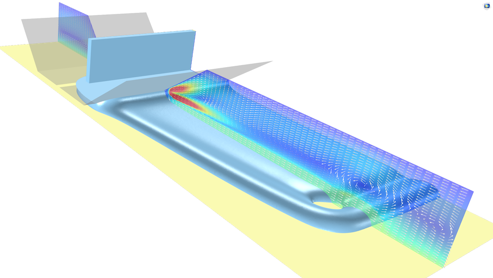 使用聚合物流模块的剪切流体涂有插槽模块的模拟可视化。