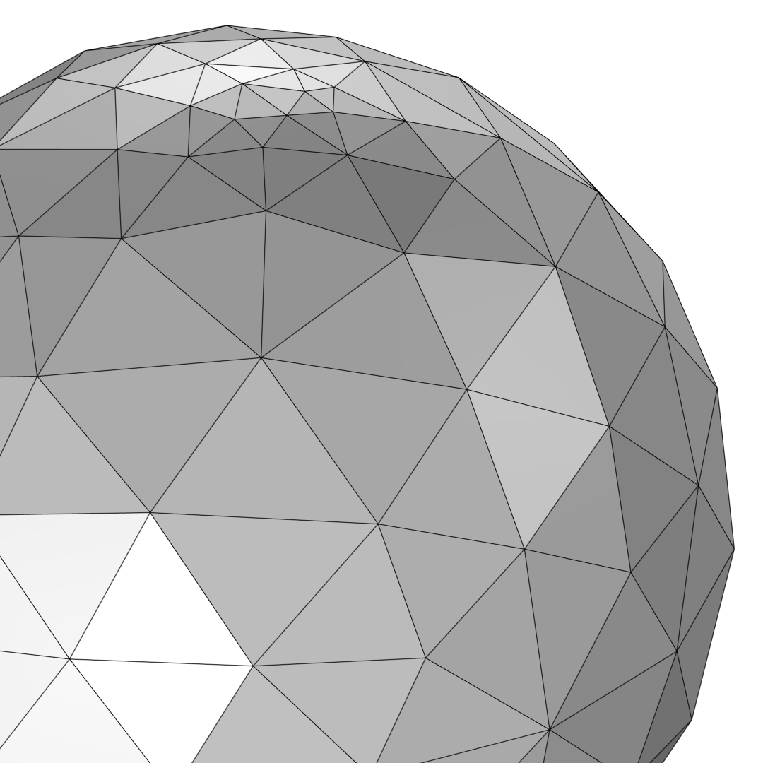 具有具有三角网格单位球体球体