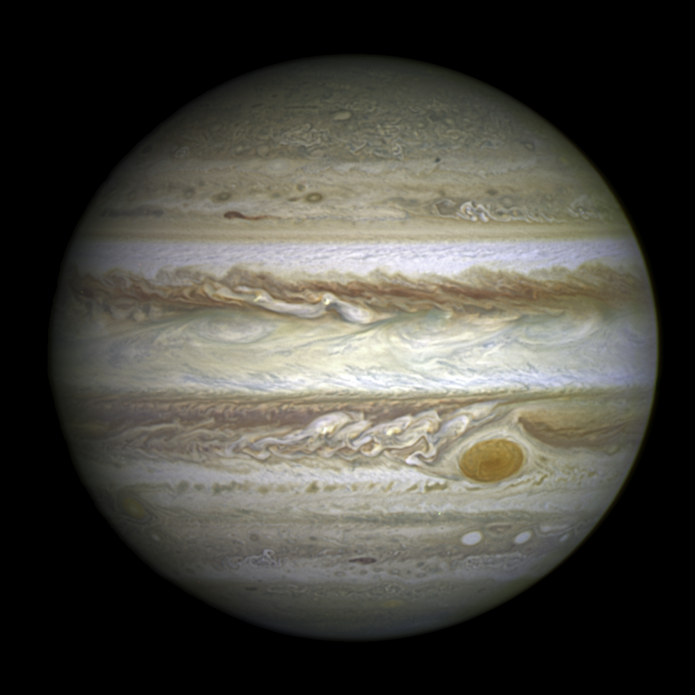 木星，右下角，右下角的周围有漩涡