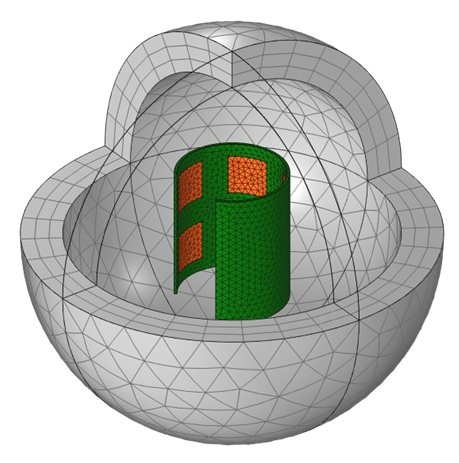 一个卷绕，绿色和，具有具有细，位于的，位于位于粗网格球形域球形域