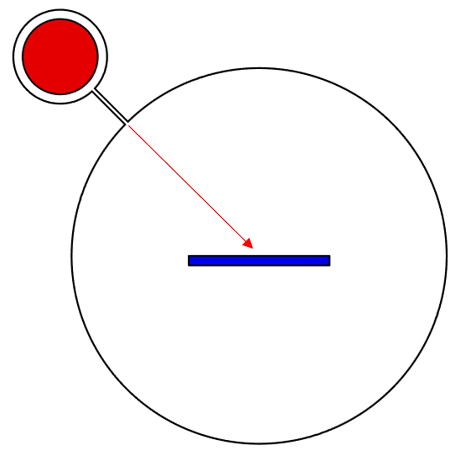 一个真空室的图，该图由两个部分和一个小开口组成。